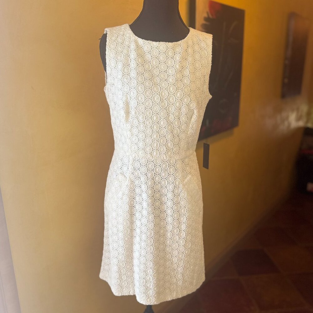 NWT! ABS Platinum Ivory Lace Sheath Dress – Size 4